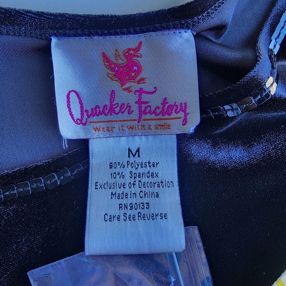 NWT Quaker Factory Top Set Women Black Sequins Velvet Stretch Formal Sleveless M - Picture 9 of 10